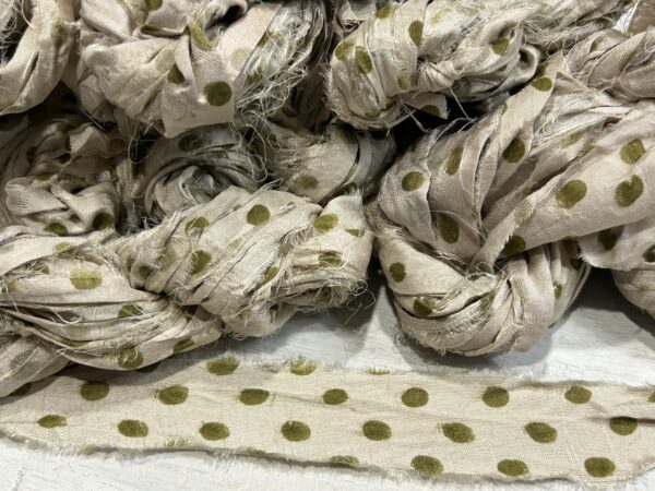 Olive - Polka dots Sari Silk - 5m