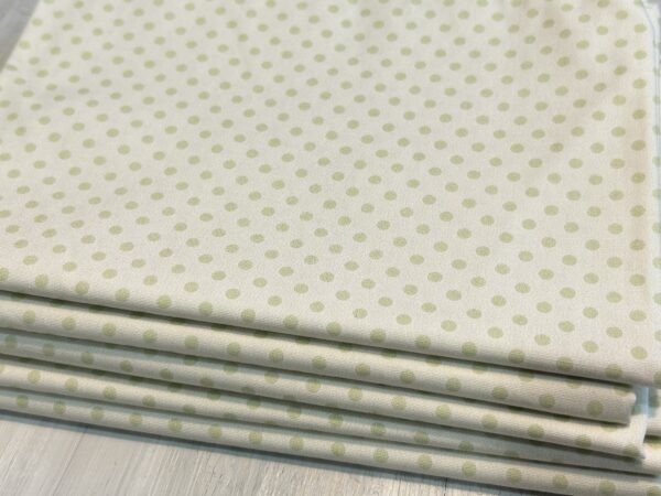 Celery Green & Vanilla Polka Dots cotton fabric