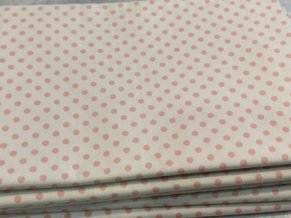 Roses Pink & Vanilla Polka dots cotton fabric - Image 2