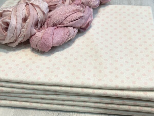 Old Pink & Vanilla Polka Dots cotton fabric