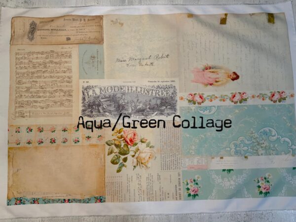 Green Collage cotton fabric - Image 5