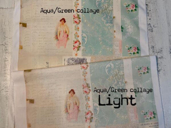 Green Collage cotton fabric - Image 4