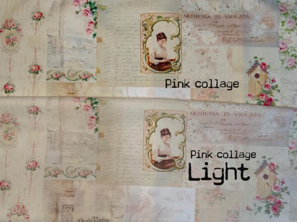 Pink Collage cotton fabric - Image 4