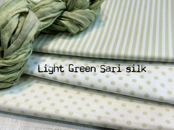 Celery Green & Vanilla Polka Dots cotton fabric - Image 2