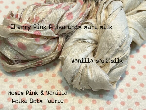 Roses Pink & Vanilla Polka dots cotton fabric - Image 3