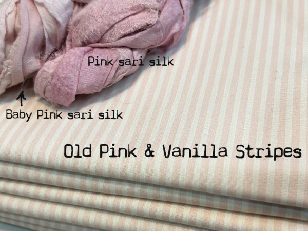 Old Pink & Vanilla Stripes cotton fabric - Image 4