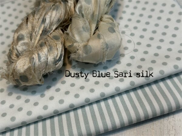 Dusty Blue Polka Dots cotton fabric - Image 3