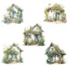 Houses cotton fabric