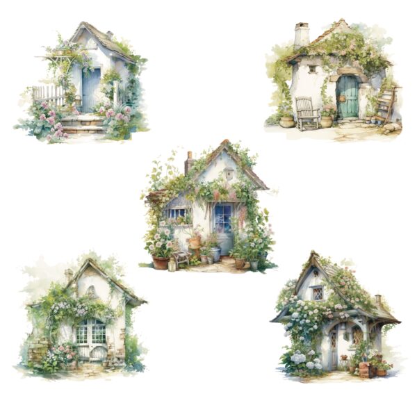 Houses cotton fabric