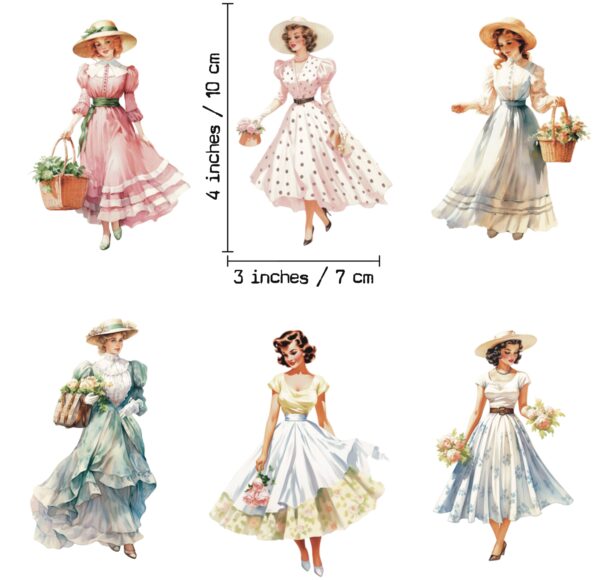 Retro Ladies cotton fabric - Image 3