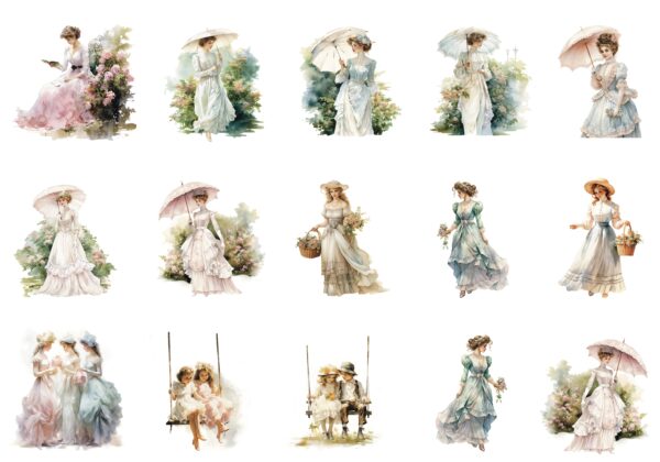 Victorian Ladies cotton fabric - Image 2