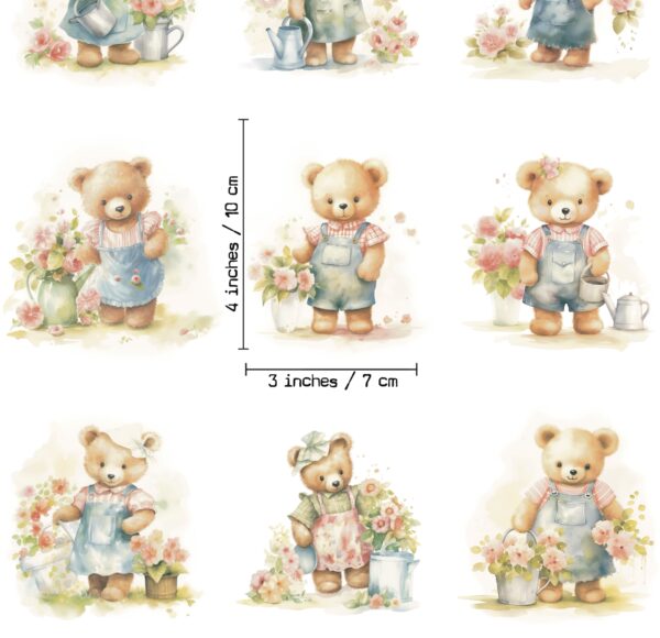 Gardening Teddys cotton fabric - Image 3