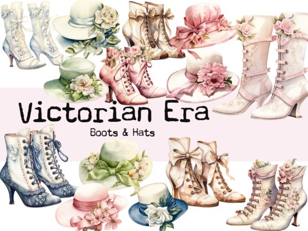 Victorian Era Boots & Hats Fussy Cuts - Image 4