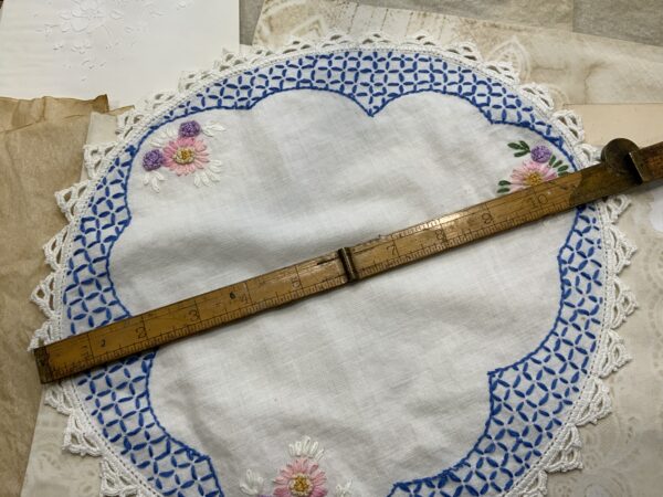 Hand embroidered vintage 12” doily - #22 - Image 4
